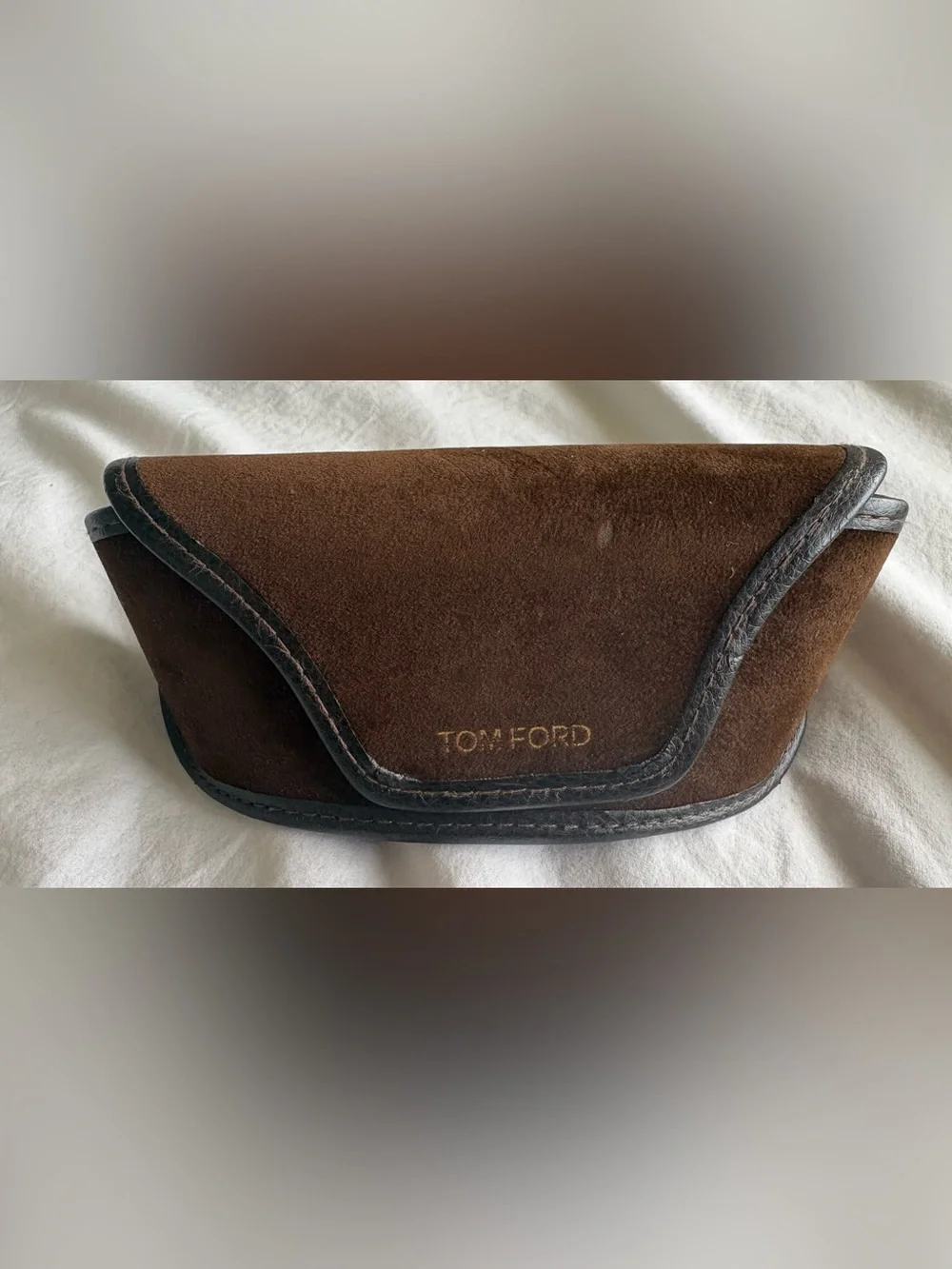 Authentic Tom Ford Brown Suede Fold-Up Magnetic Sunglasses Case